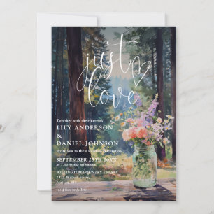 Invitación Simplemente Amo Floral Rústico Bosque Tarro de Mas