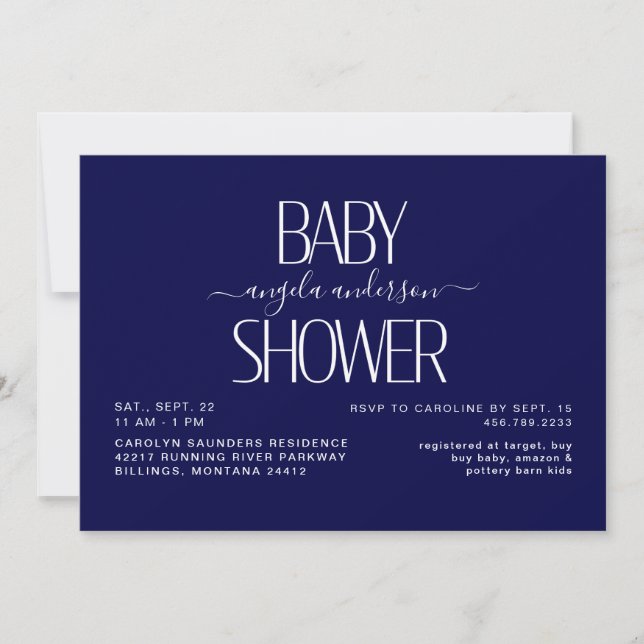 Invitación Simplemente Baby Shower de la Marina (Anverso)