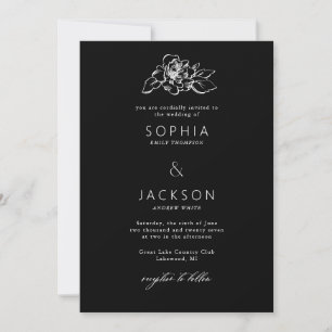 Invitación Simplemente Bloom Boda blanco y negro