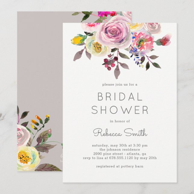 Invitación Simplemente Bonito Bridal Shower Invitation (Anverso / Reverso)
