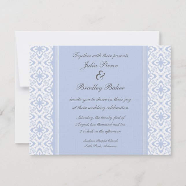 Invitación Simplemente deslumbrante Damask Wedding Invite, az (Anverso)