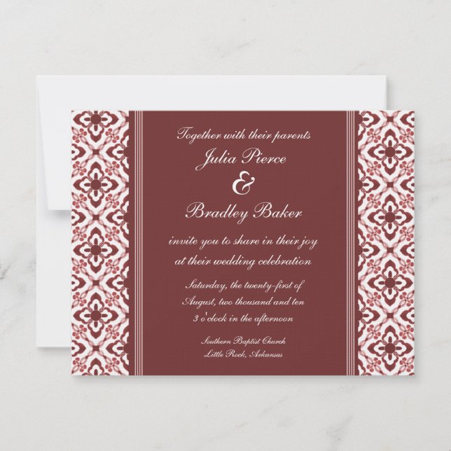 Invitación Simplemente deslumbrante Damask Wedding Invite, ma (Anverso)
