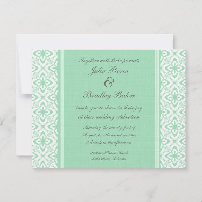 Invitación Simplemente deslumbrante Damask Wedding Invite, Mi (Anverso)