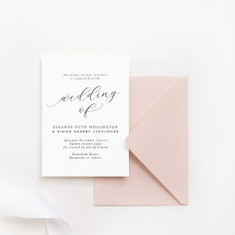 Invitación Simplemente elegante Boda de caligrafía blanca y n