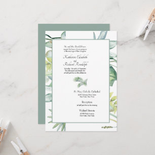 Invitación Simplemente Elegante Boda Tropical Palma Salvia