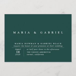Invitación Simplemente elegante Boda verde esmeralda modern