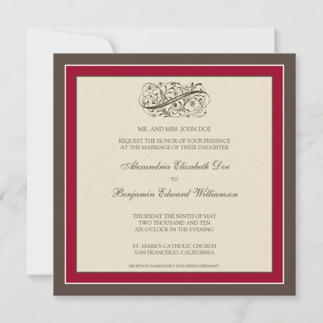 Invitación simplemente elegante de la boda (Anverso)