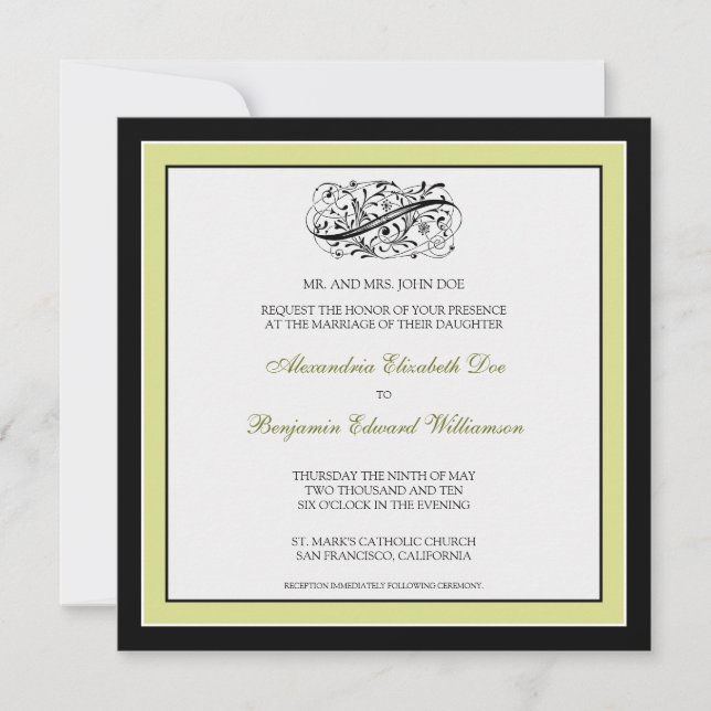 Invitación simplemente elegante de la boda (Anverso)