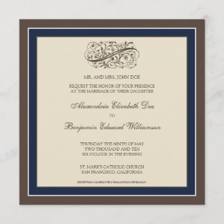 Invitación simplemente elegante de la boda (azules