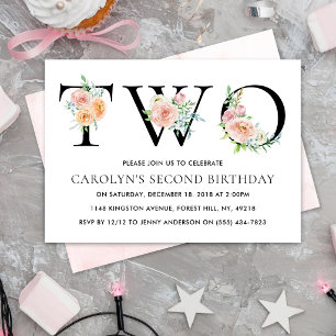 Invitación Simplemente Elegante Fiesta Floral Cumpleaños 2