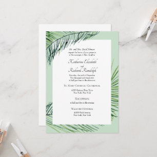 Invitación Simplemente Elegante Salvia Tropical Palma Verde B