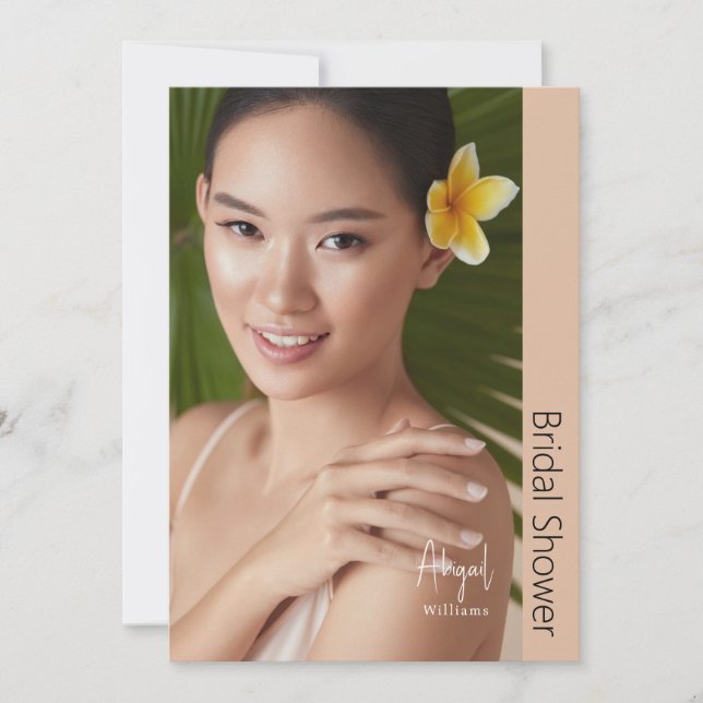 Invitación Simplemente Ella Novia Moderna Foto Beige Ducha Nu (Anverso)