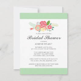 Invitación Simplemente Floral & Stripes Bridal Shower Invitac