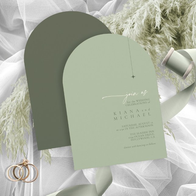 Invitación Simplemente Moda Boda Sage/Moss Arch ID1046 (Subido por el creador)