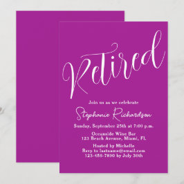 Invitación Simplemente Moderno Guión Rosa Oscuro Jubilación