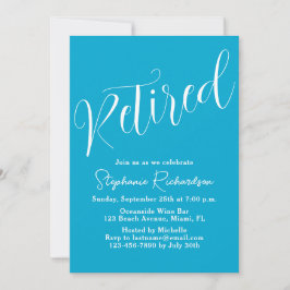Invitación Simplemente Moderno Script Azul Acuático Jubilació