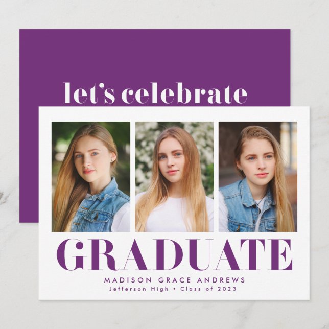 Invitación Simplemente negrita Fiesta de Graduación de Fotogr (Anverso / Reverso)