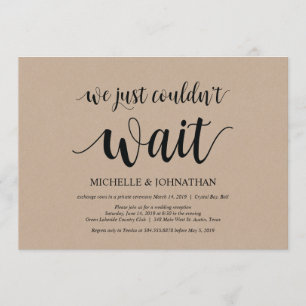 Invitación Simplemente no podíamos esperar, Boda Elopement In