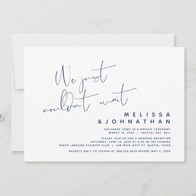 Invitación Simplemente no podíamos esperar, Boda moderno Elop (Anverso)