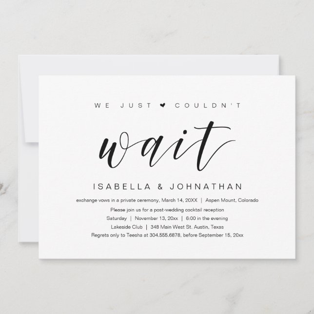 Invitación Simplemente no pudimos esperar, Huida de boda (Anverso)