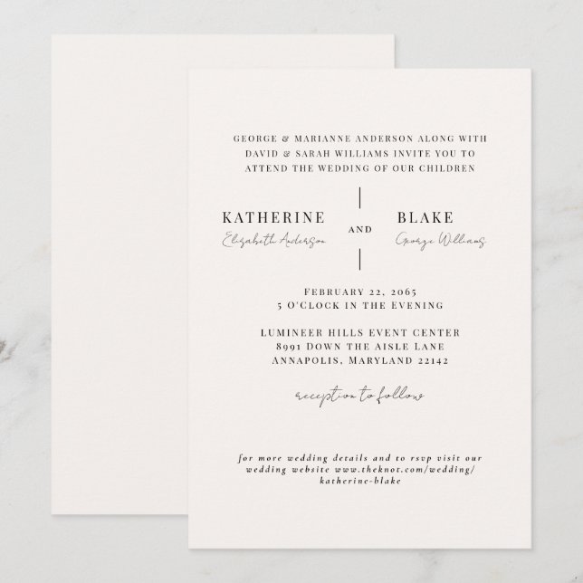 Invitación Simplemente Nosotros Champagne Ligero Sitio Web Mo (Anverso / Reverso)