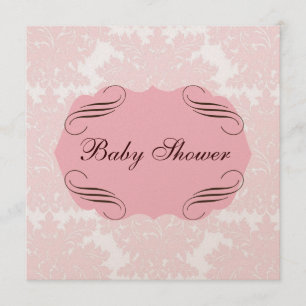 Invitación simplemente rosada del damasco de Baby
