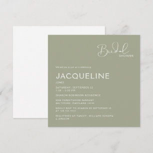 Invitación Simplemente Sage Square Bridal Shower II