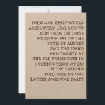 Invitación Simplemente tipografía Boda divertido<br><div class="desc">¡Nadie dijo nunca que todos los bodas tenían que ser tradicionales y formales y lo mismo pasa con las invitaciones! Este diseño es una simple y simple tipografía en un estilo divertido y fácilmente se puede personalizar a sus propias palabras. También puede cambiar el color del texto y los estilos...</div>