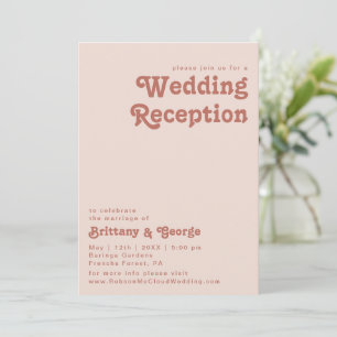 Invitación Simples Tonos Retro   Recepción de Boda Rosa Sonro