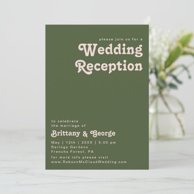 Invitación Simples Vibraciones Retro | Recepción de Boda en V (Anverso de pie)
