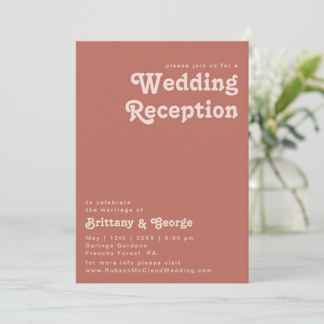 Invitación Simples Vibraciones Retro | Recepción de Boda Old  (Anverso de pie)