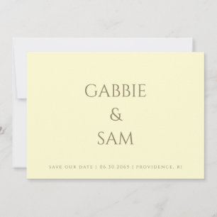 Invitación Simplicidad Amarillo Boda Guarda nuestra Fecha