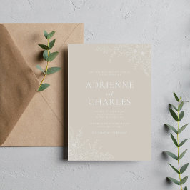 Invitación Simplicidad Floral 1 Beige Ostra Minimal Boda