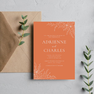 Invitación Simplicidad Floral 1 Boda Mínima Coral
