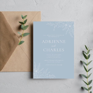 Invitación Simplicidad Floral 1 Boda Minimal Azul Hielo