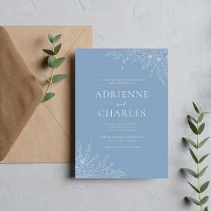 Invitación Simplicidad Floral 1 Boda Minimalista Azul Glaciar