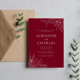 Invitación Simplicidad Floral 1 Boda Minimalista de Burgundy