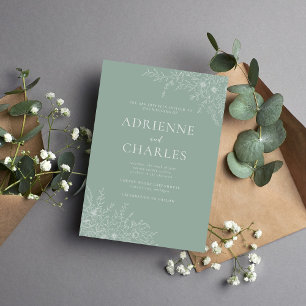 Invitación Simplicidad Floral 1 Boda Minimalista Moderna Verd