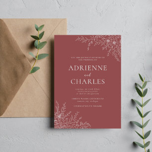 Invitación Simplicidad Floral 1 Marsala Boda Minimalista