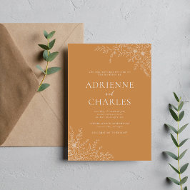 Invitación Simplicidad Floral 1 Naranja Albaricoque Boda Mini