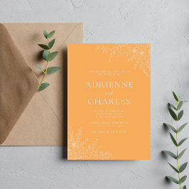 Invitación Simplicidad Floral 1 Naranja Sorbete Boda Minimali