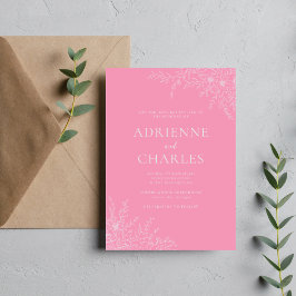Invitación Simplicidad Floral 1 Rosa Bailarina Bodas Minimali