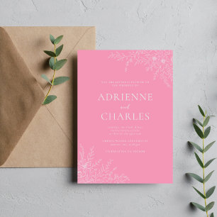 Invitación Simplicidad Floral 1 Rosa Bailarina Bodas Minimali