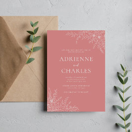 Invitación Simplicidad Floral 1 Rosa Polvorienta Boda Minimal