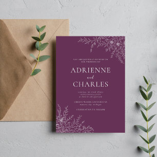 Invitación Simplicidad Floral 1 Uva Púrpura Boda Minimalista