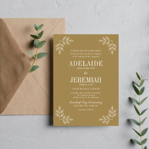 Invitación Simplicidad Floral 2 Boda Roble Dorado