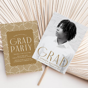 Invitación Simplicidad Moderna de Latón para Fiesta de Gradua