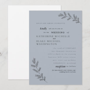 Invitación Simplicity Azul Polvoriento Padres Sitio Web Boda