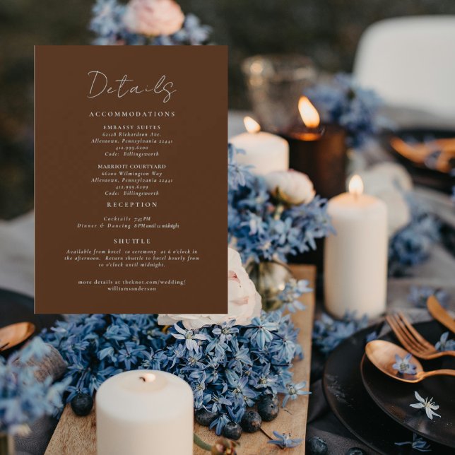Invitación Simply Brown Wedding Details Enclosure (Subido por el creador)