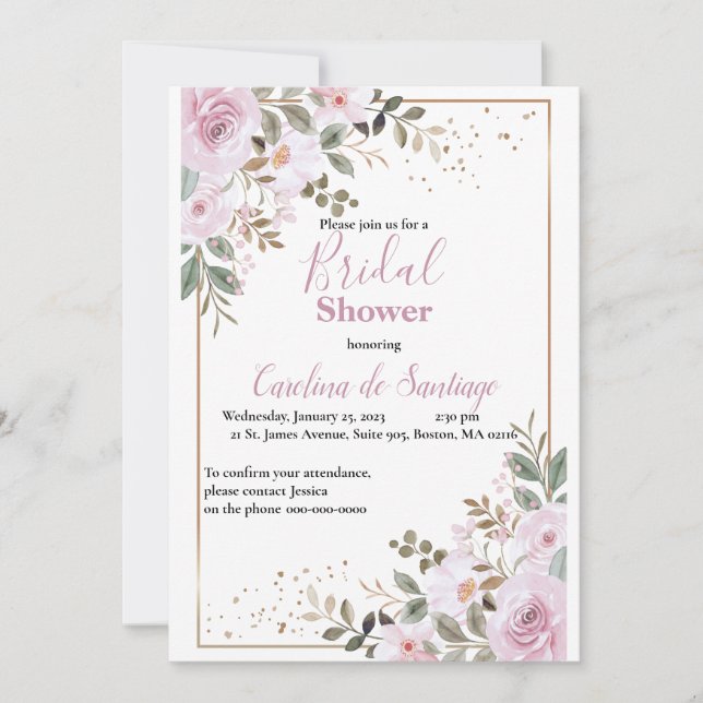 Invitación Simply Elegant Bridal Shower Invitation (Anverso)